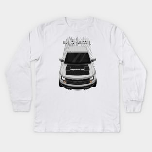 Ford F150 SVT Raptor 2010-2014 - Silver and Black Kids Long Sleeve T-Shirt